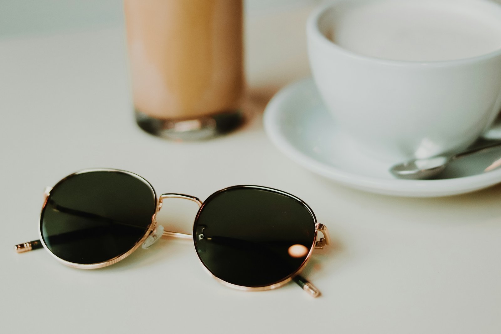 Aviator sunglasses with dark lenses