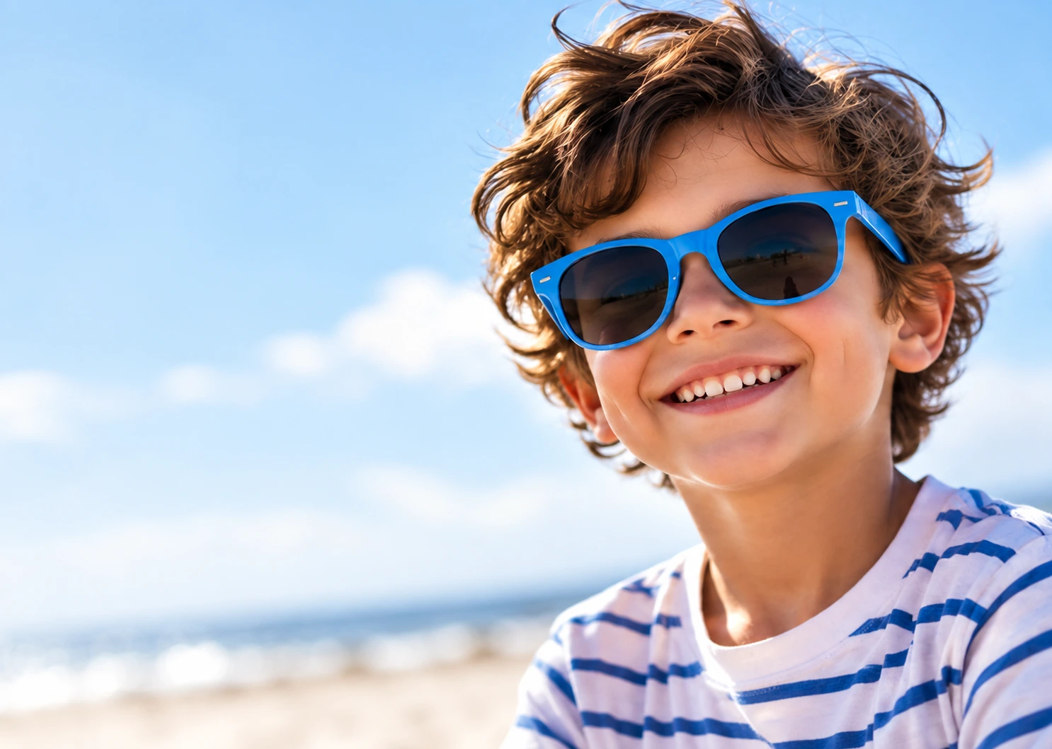 Boy smiling on a beach